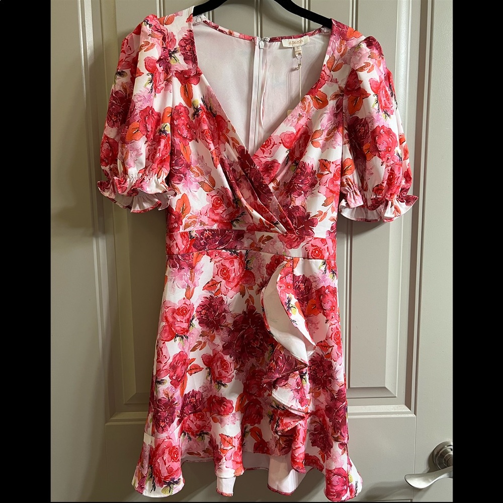 NWT - These Three Boutique - pink floral ruffle mini dress🌺